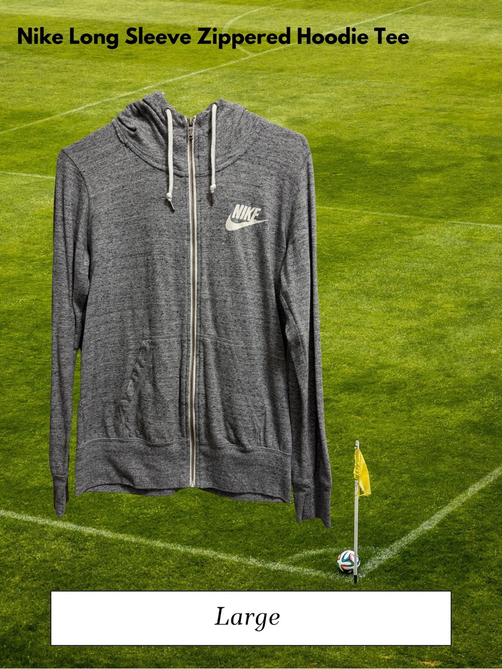 Nike Gray Full‑Zip Hooded Tee with White Logo